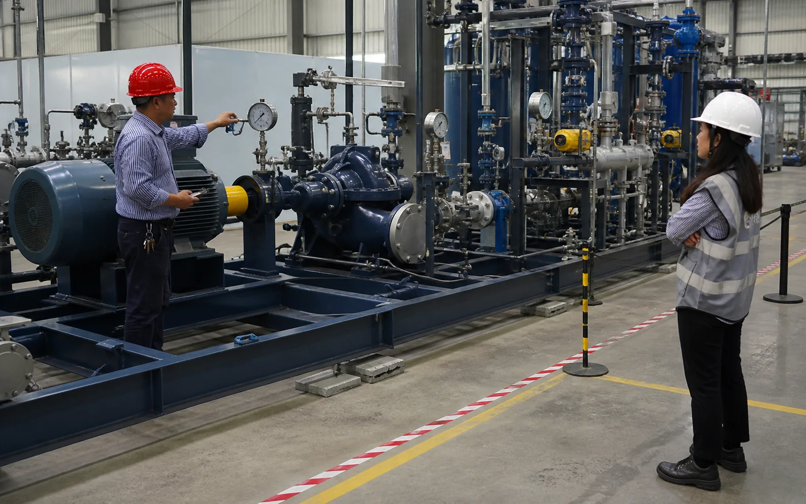 Factory acceptance testing for an industrial equipment skid