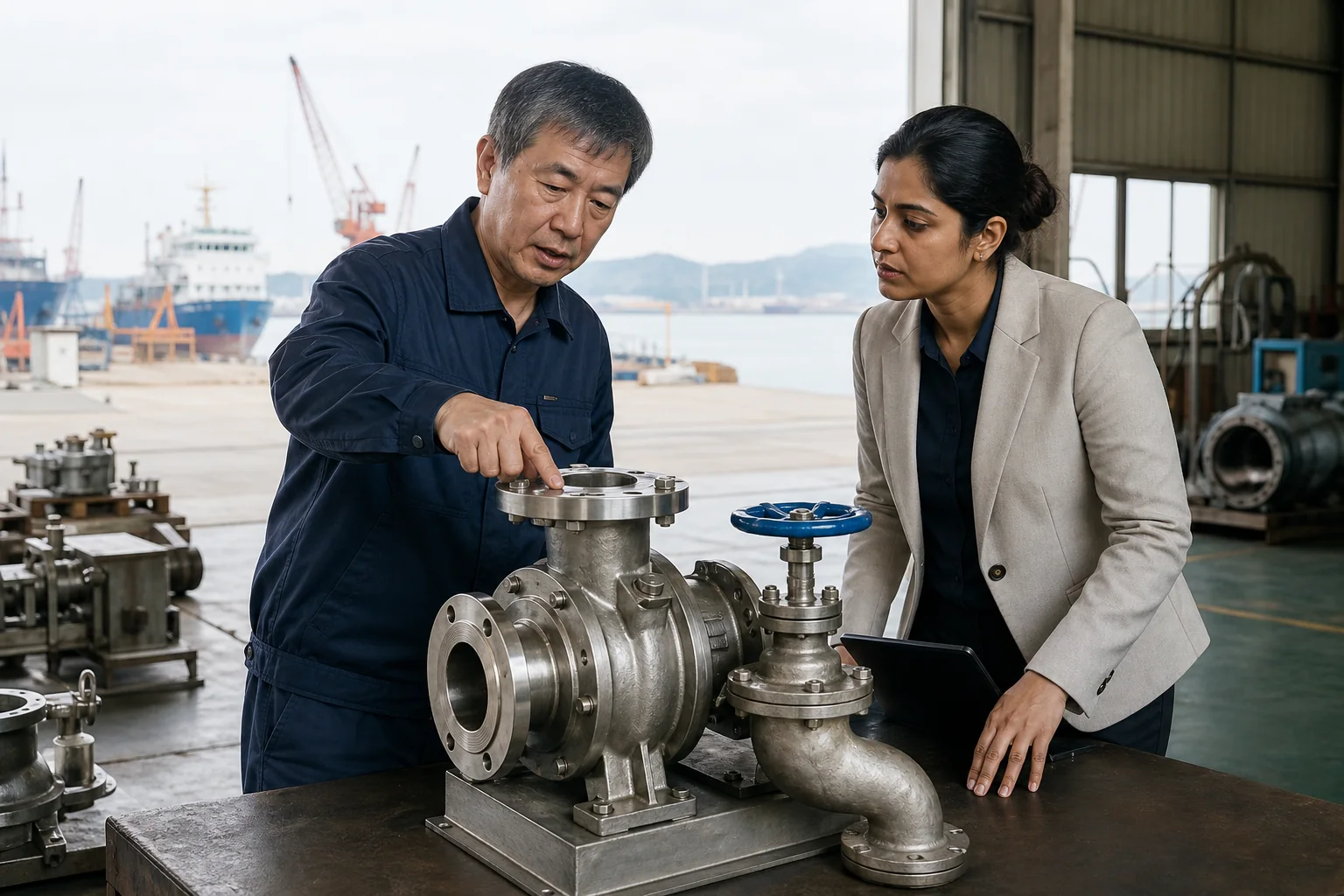 Marine equipment supplier inspection at a Chinese manufacturing facility