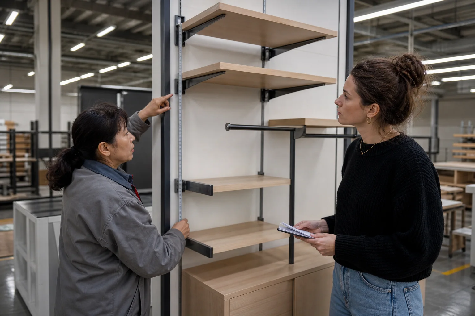 Retail fixture installation trial and dimension review