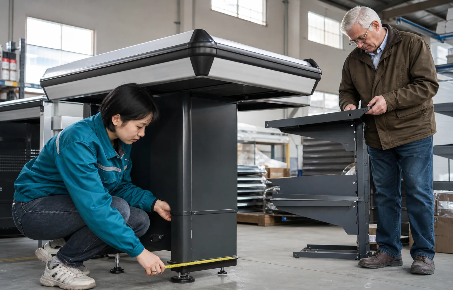 Supermarket checkout equipment pre-assembly inspection