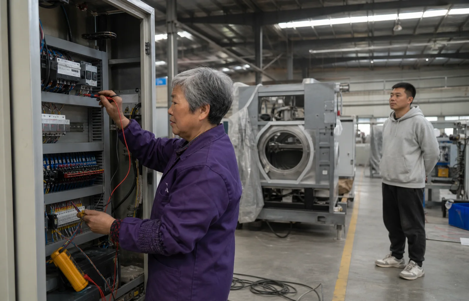 Commercial laundry equipment electrical quality inspection