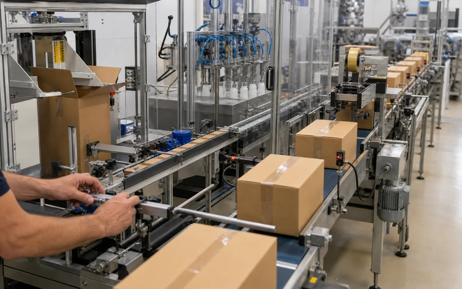 Automated packaging line operating in a Chinese factory