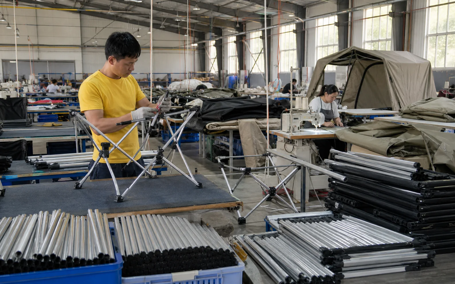 Camping furniture and outdoor equipment production line